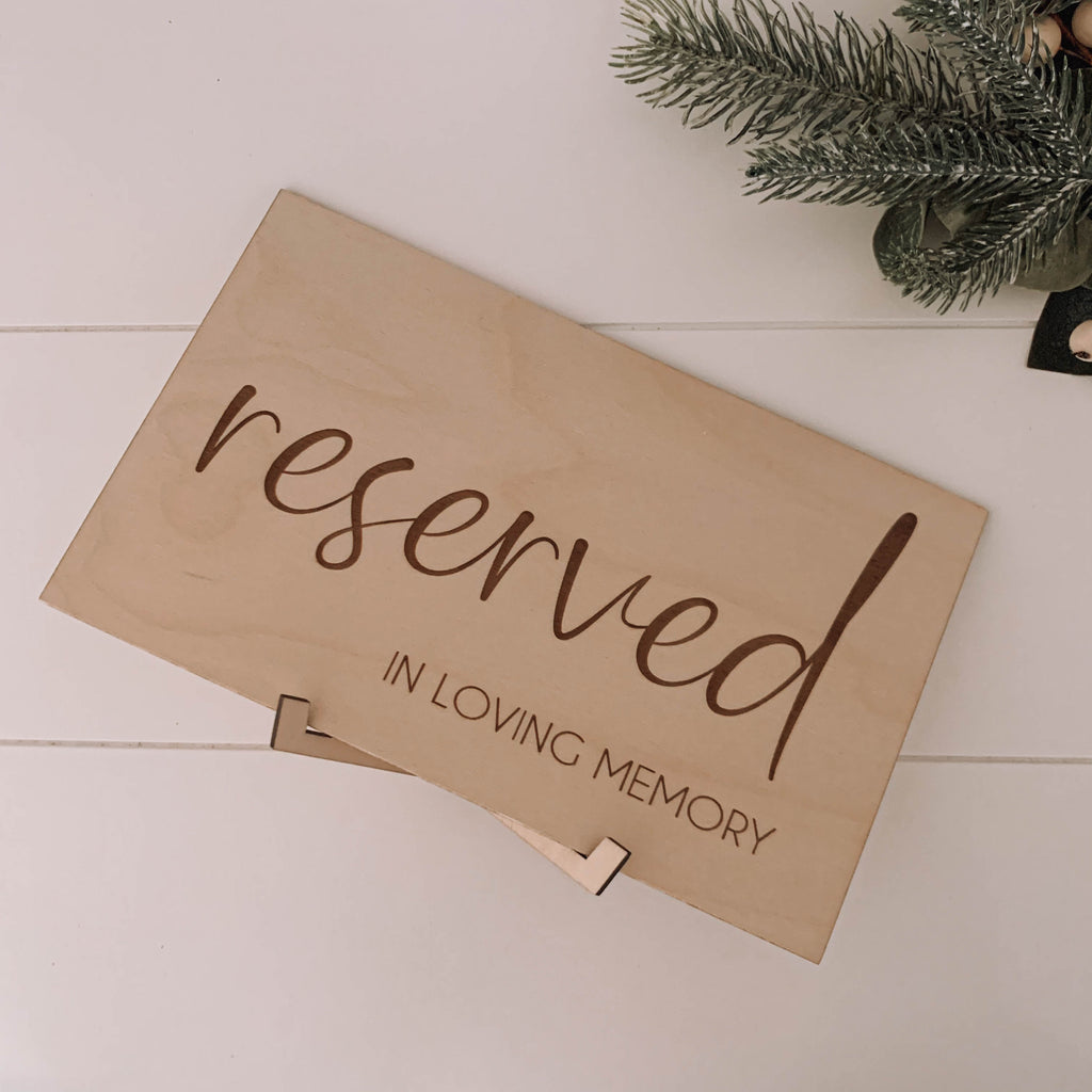 Wooden engraved memorial reserved wedding sign NZ