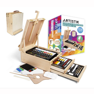 Colour Block Mixed Media Art Set - 152pc (Easel Wooden Box)