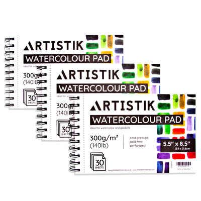 Watercolor Paper Pad - 9 x 12 Inch, 30 Sheets (Pack of 2) - Cold Pressed  Watercolor Paper Pad Sketchbook for Mixed Media Art and Water-Based Mediums