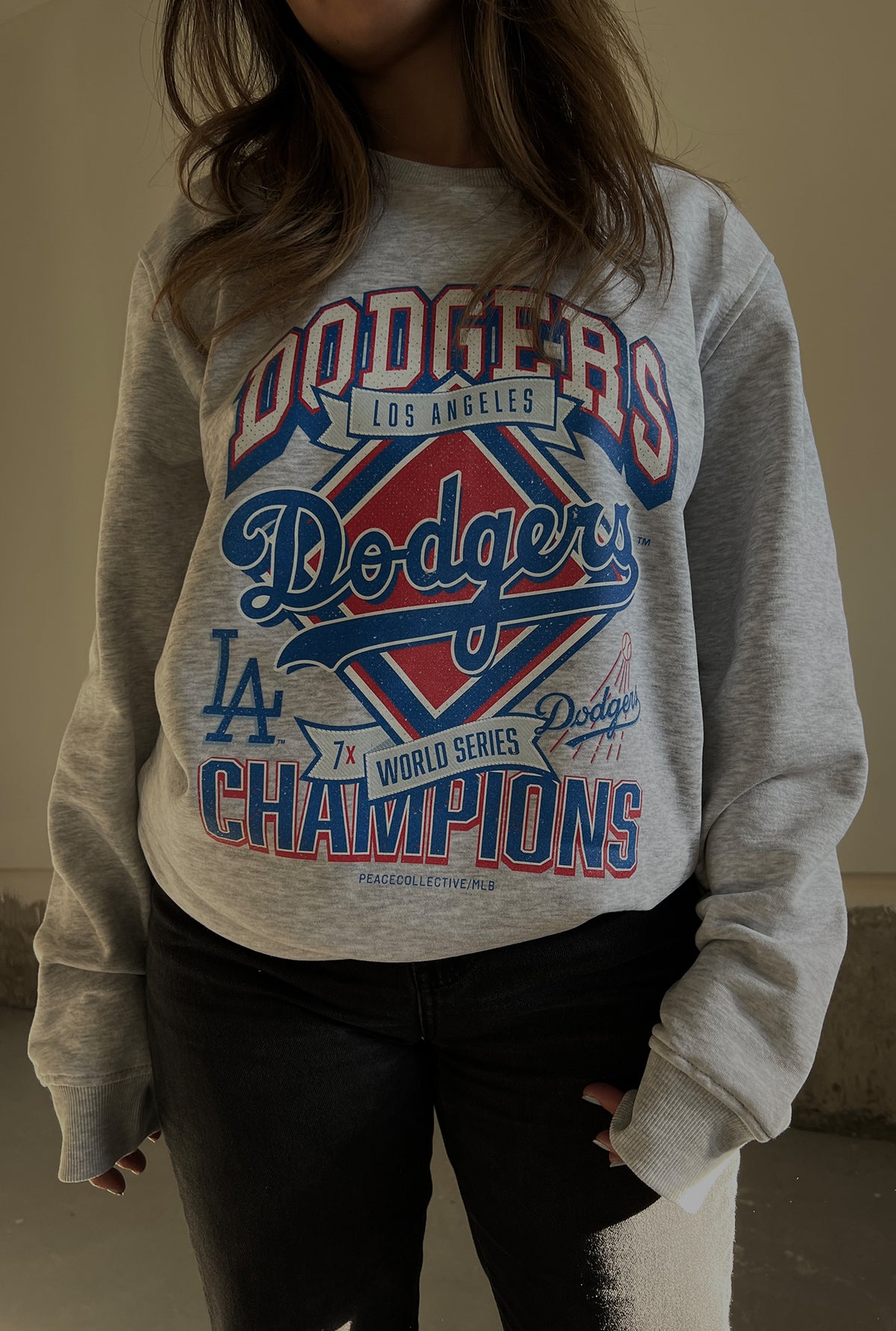 Los Angeles Dodgers Vintage Cooperstown Collection Crewneck - Ash