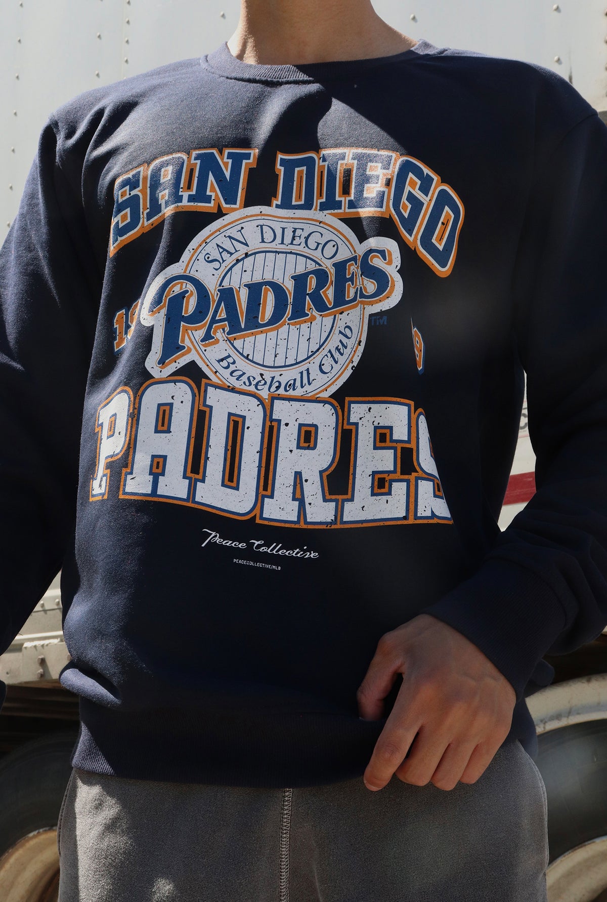 San Diego Padres Vintage Washed Crewneck - Navy