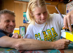 clara woods and her dad carlo painting