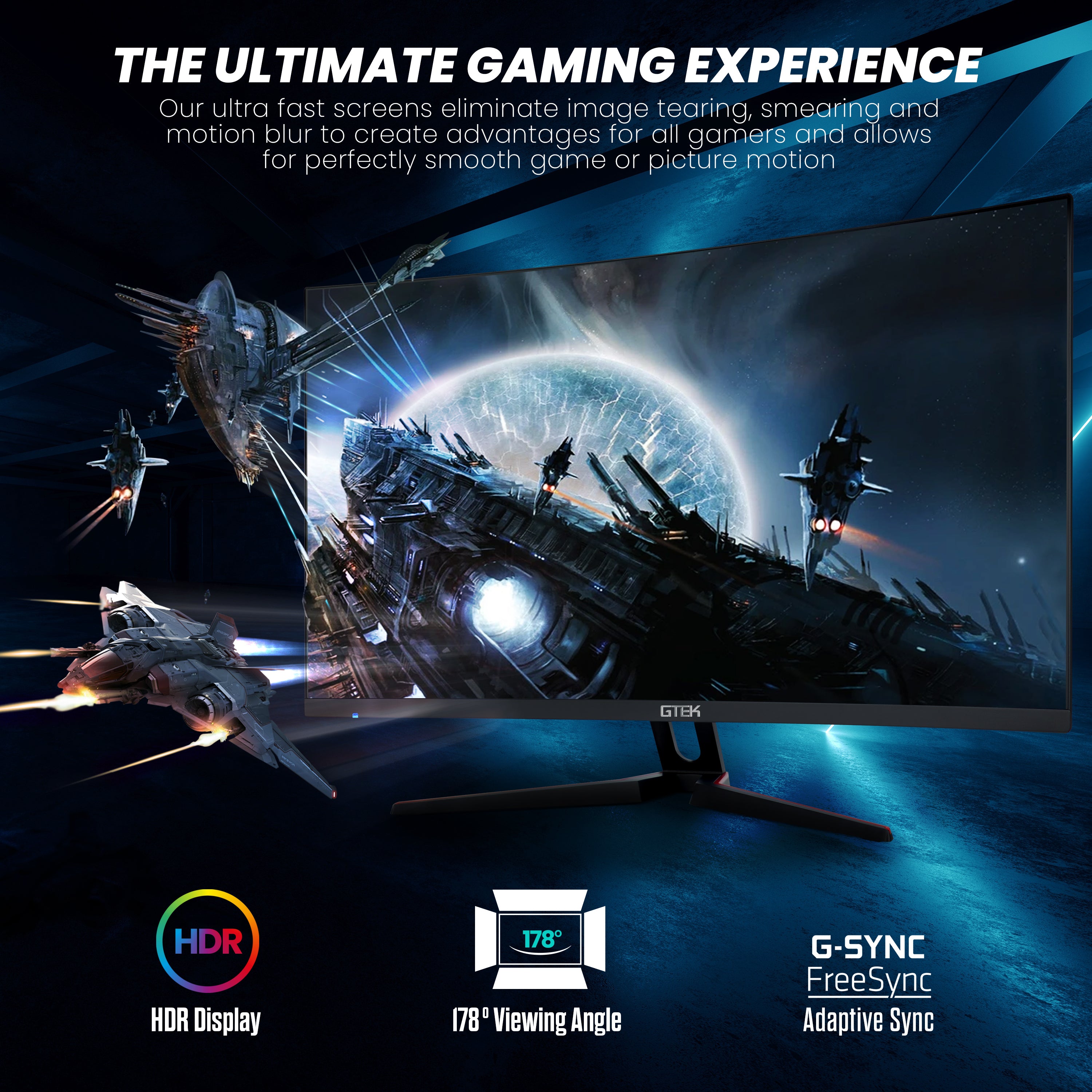  GTek 165Hz 2K Gaming Monitor, 27 Inch Frameless Display QHD  2560 x 1440P, Curved 1800R, VA 1ms MPRT, Supports 144Hz HDR, FreeSync,  DisplayPort/HDMI 2.0, VESA - Q2765VC : Electronics