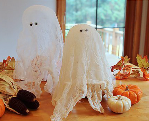 A DIY kid's Halloween craft ghost decoration