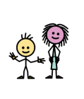 Child and mother stick figure standing