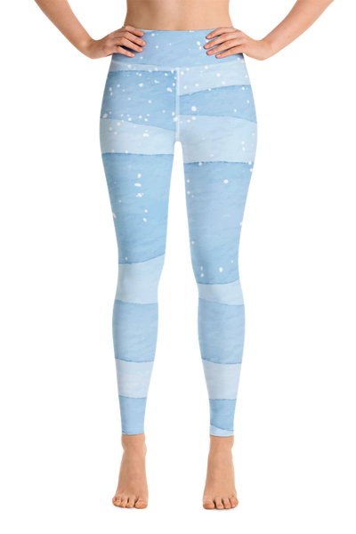 blue and whit full-length leggings with high waist by pixibu apparel