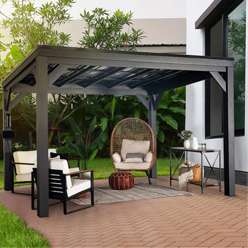 Stone Bridge Steel Pergola 12 x 9.5 - Outdoor Space Designs