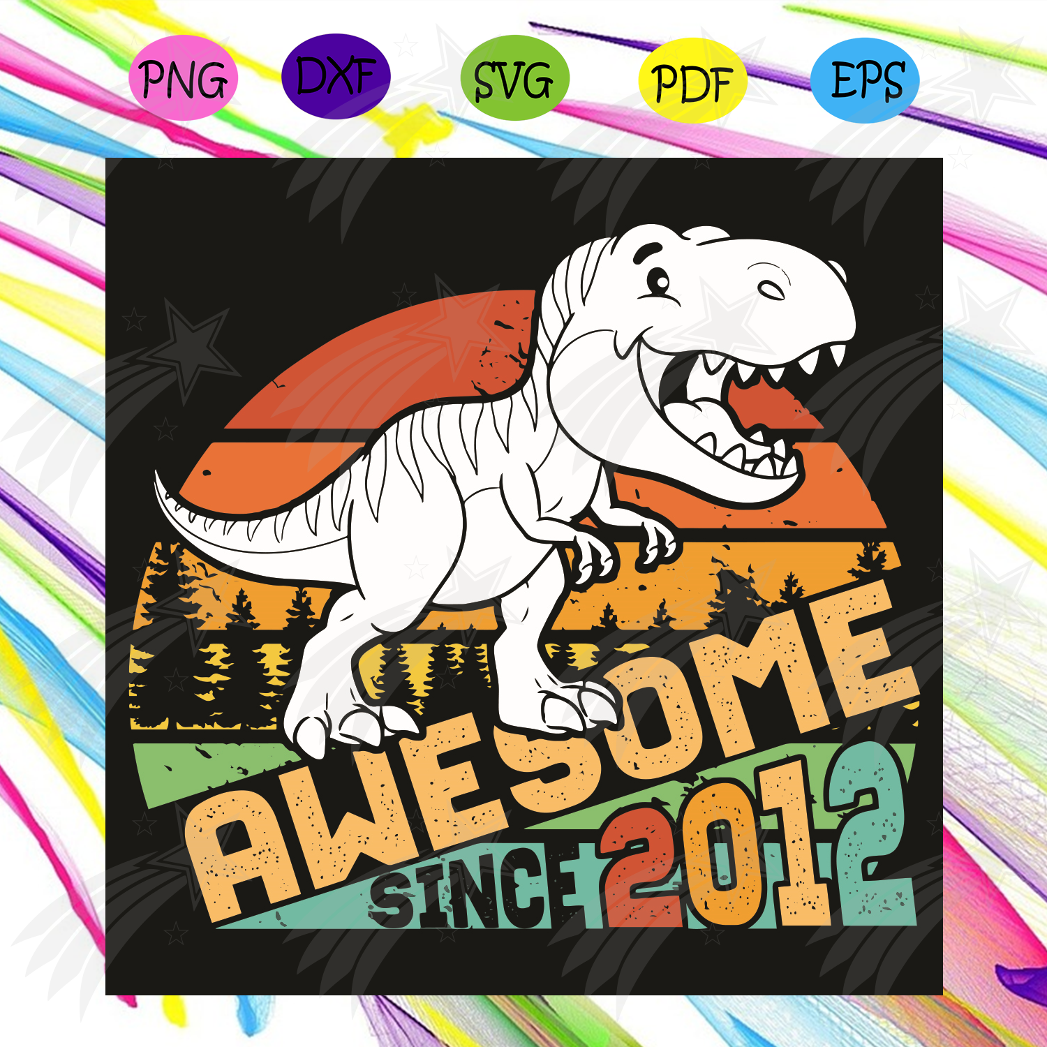 Download Awesome Since 2012 Svg Birthday Svg Dinosaur T Rex Svg 9th Birthday Svg 9 Years Old