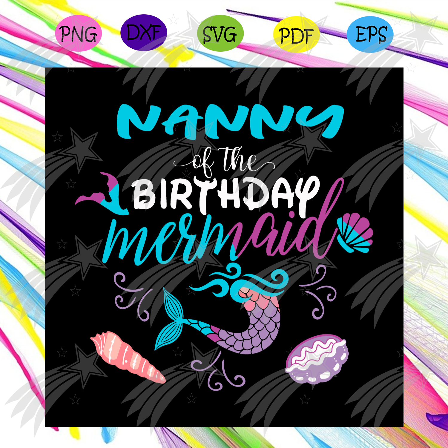 Download Nanny Of The Birthday Mermaid Svg Birthday Svg Mother Svg Birthday Labelsvg