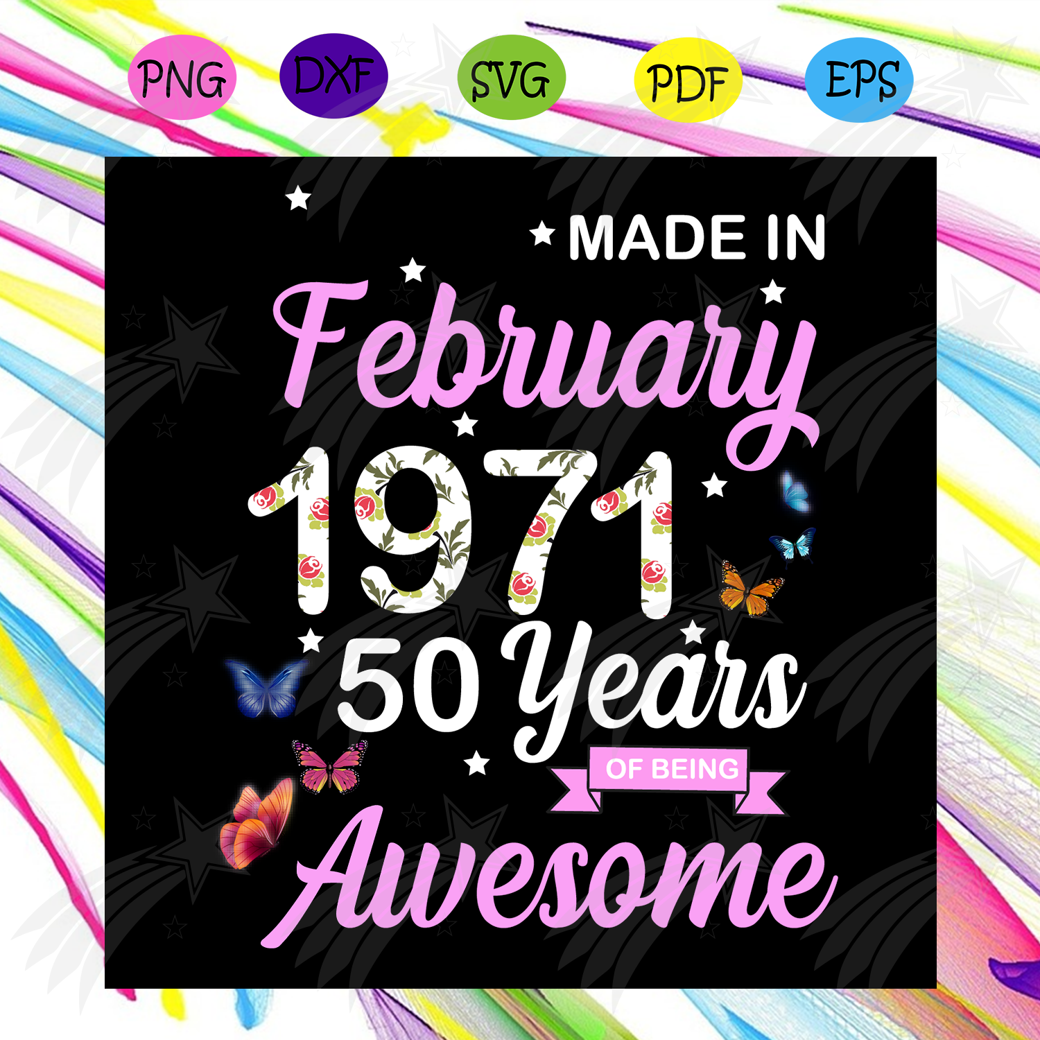 Download Made In February 1971 50 Years Of Being Awesome Svg Birthday Svg February 1971 Svg 50