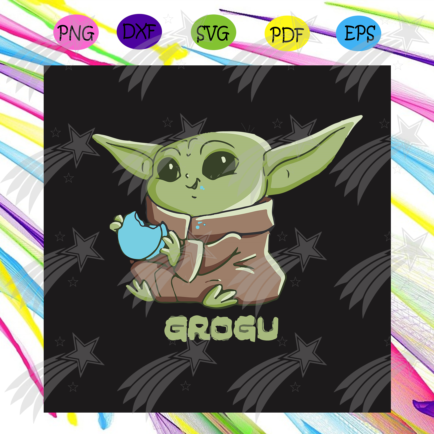 Star Wars The Mandalorian The Child Grogu Blue Macaron Svg Star War S Labelsvg