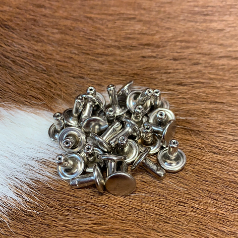 BRB09 #9 Brass Rivets w/ Burrs, Solid Brass (100 sets per bag) 