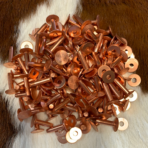 25 Sets Copper Rivet Burrs Washer,3/4 Inch Long Leather Copper Rivet  Fastener,for Wallets Leather D