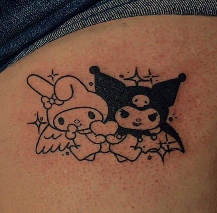 Teagz on Twitter New tattoo  hello kitty and Kuromi As my devil and  my angel httpstcoDm6TyaIxB1  Twitter