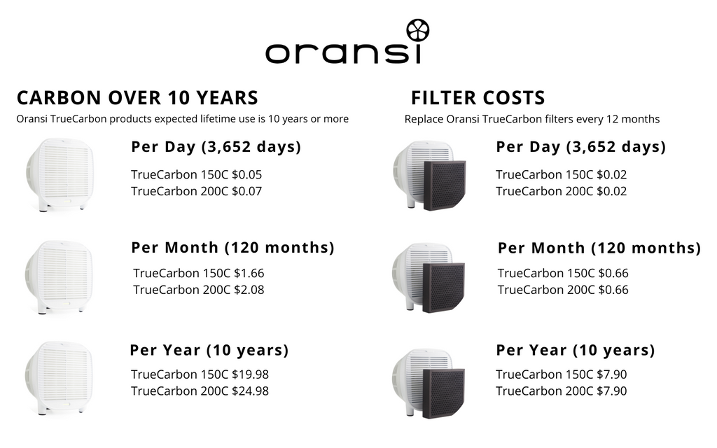 TrueCarbon air purifier lifetime cost