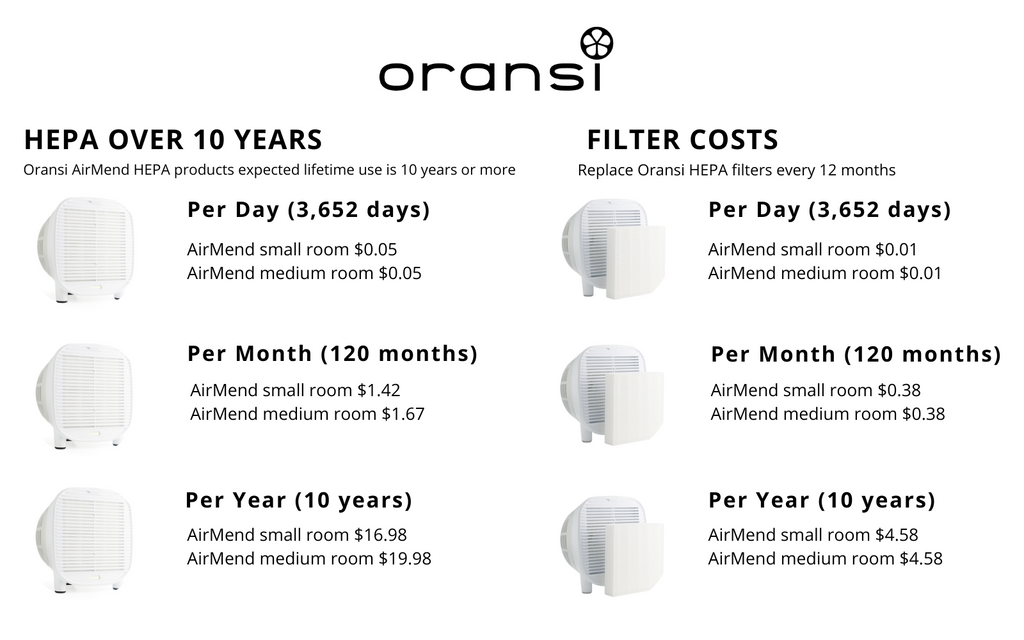 AirMend HEPA lifetime cost