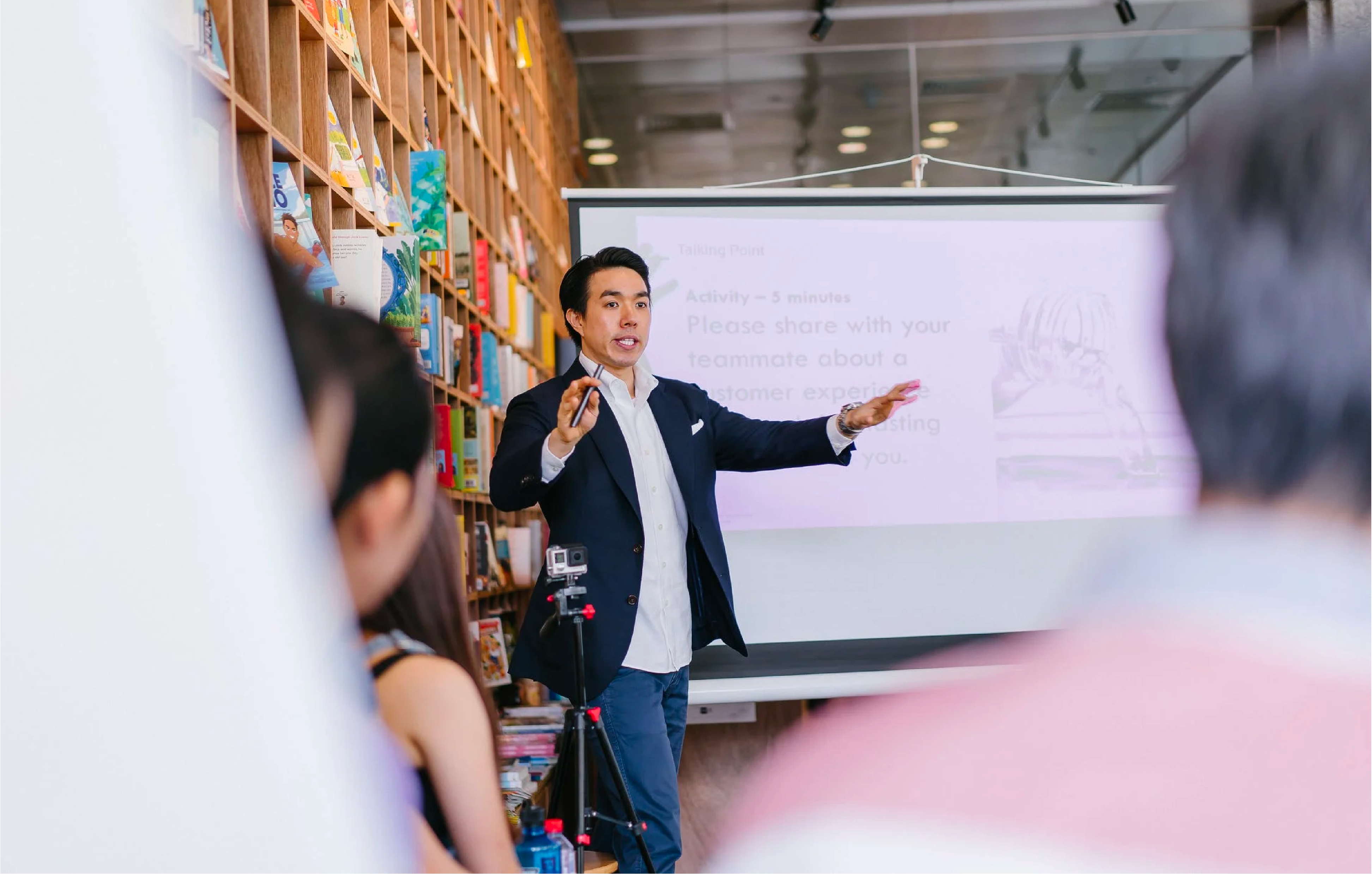 A man giving a business presentation