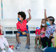 children at school with masks