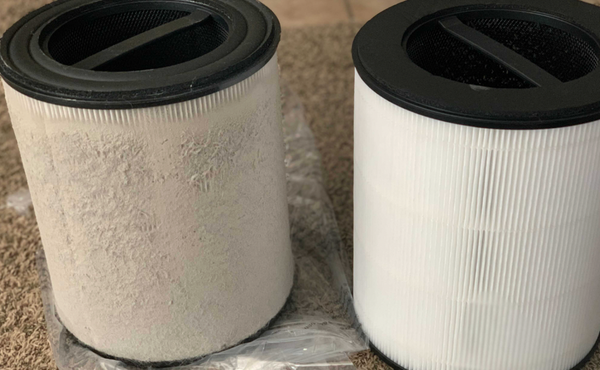 dirty and clean HEPA filter comparison