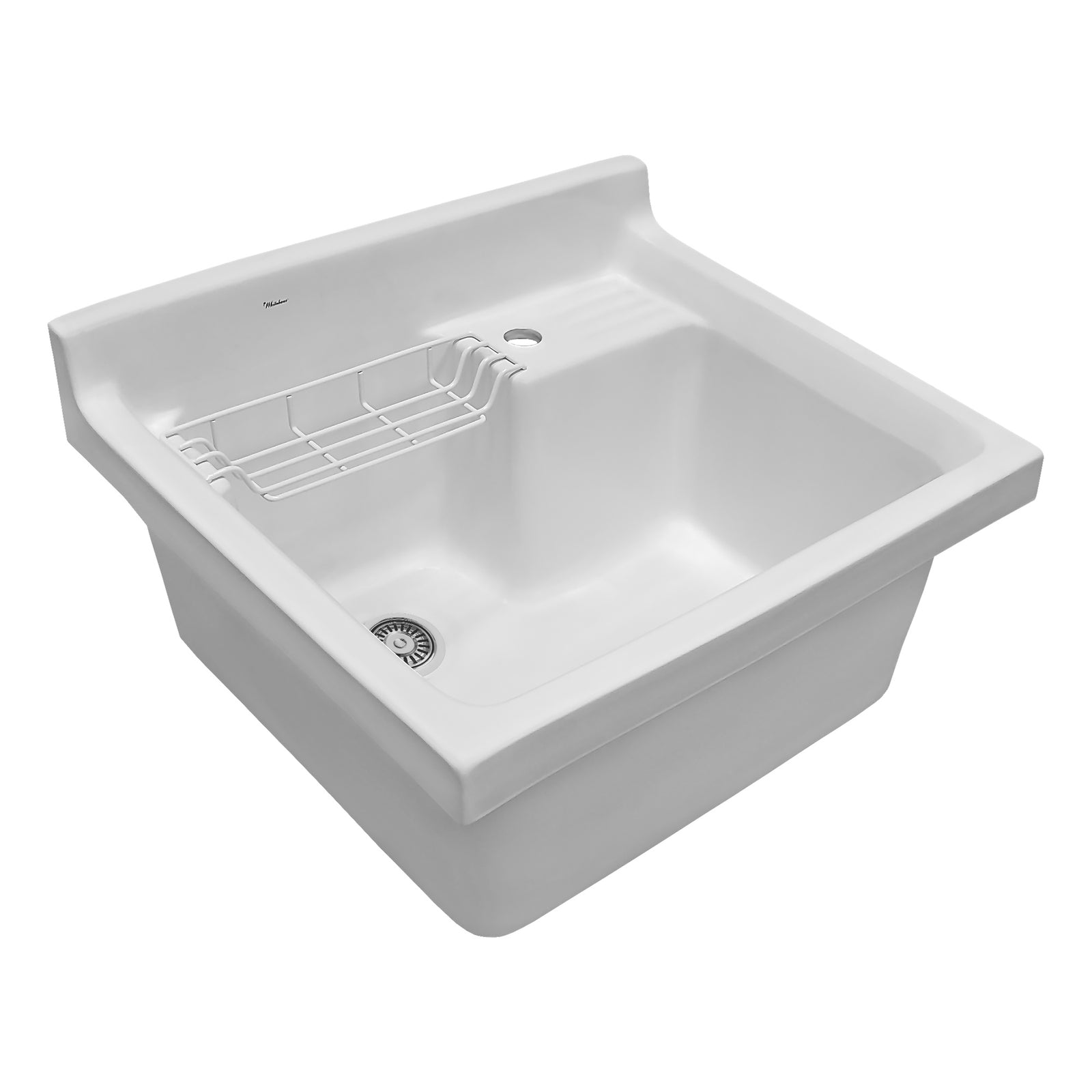 Vitreous China Single Bowl, Drop-in Sink with Wire Basket