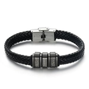 Dad Bracelet  Personalized Leather Name Bracelet for Men