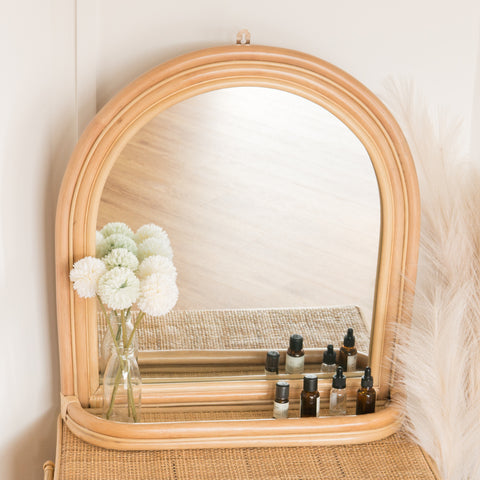 Sophie's Rattan Arch Mirror with Ledge
