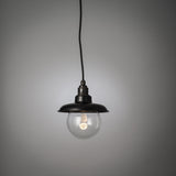 Pendant lamp with black enamel shade