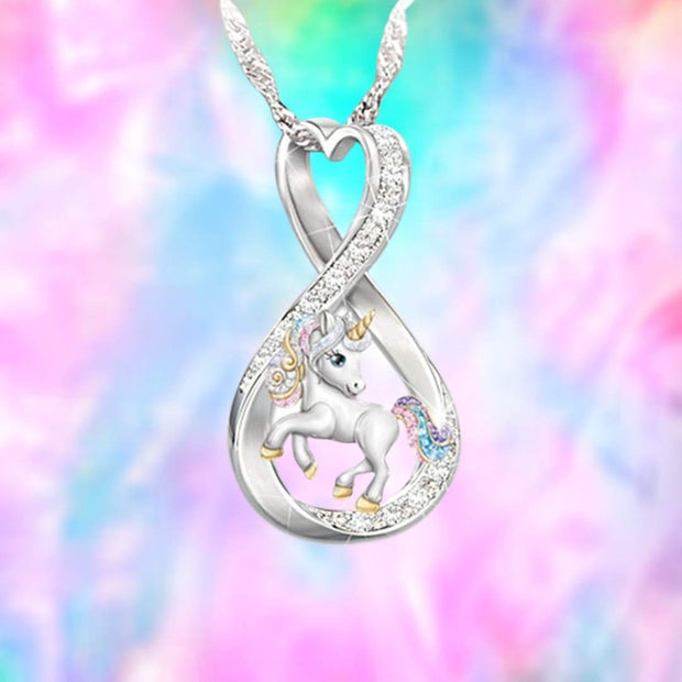 Unicorn Golden Silver Heart Pendant Necklace For Women Teen Girl Gift Jewelry