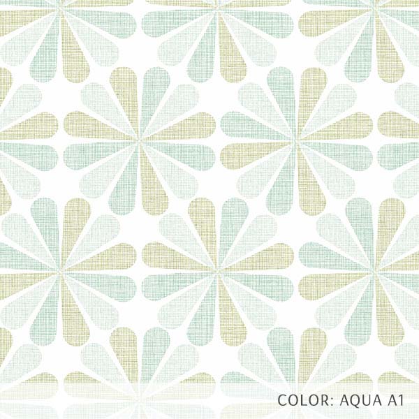 Floral Starburst Printed Vinyl Flooring Design Pool - GIF Aqua 