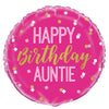 45cm Happy Birthday Auntie Foil Balloon