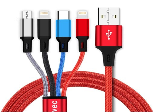 Multi USB Charging Cable 3A, 4 in 1 Fast Charger with Dual Phone/Type –  modernmanshopco