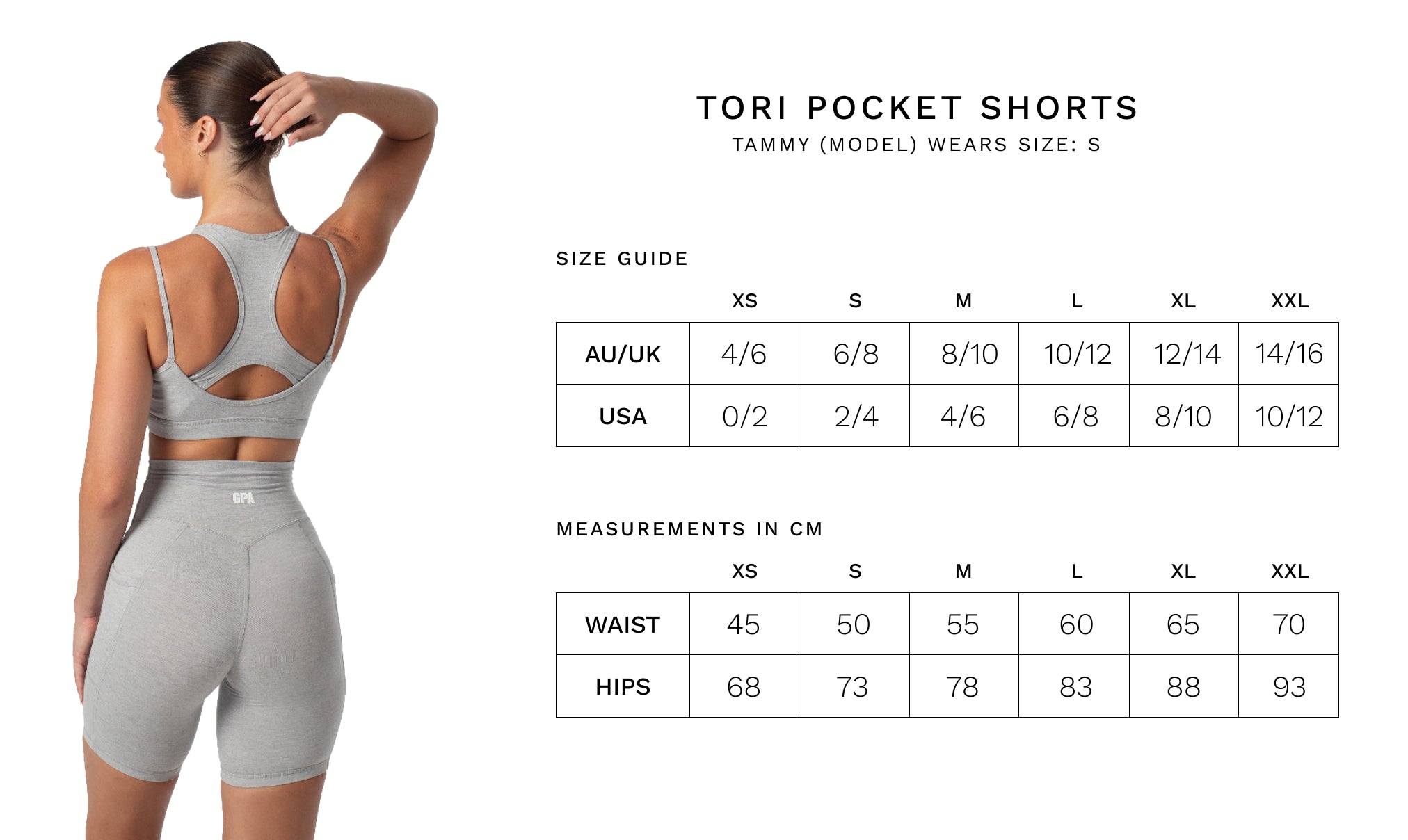 TORI POCKET SHORTS - Size Guide