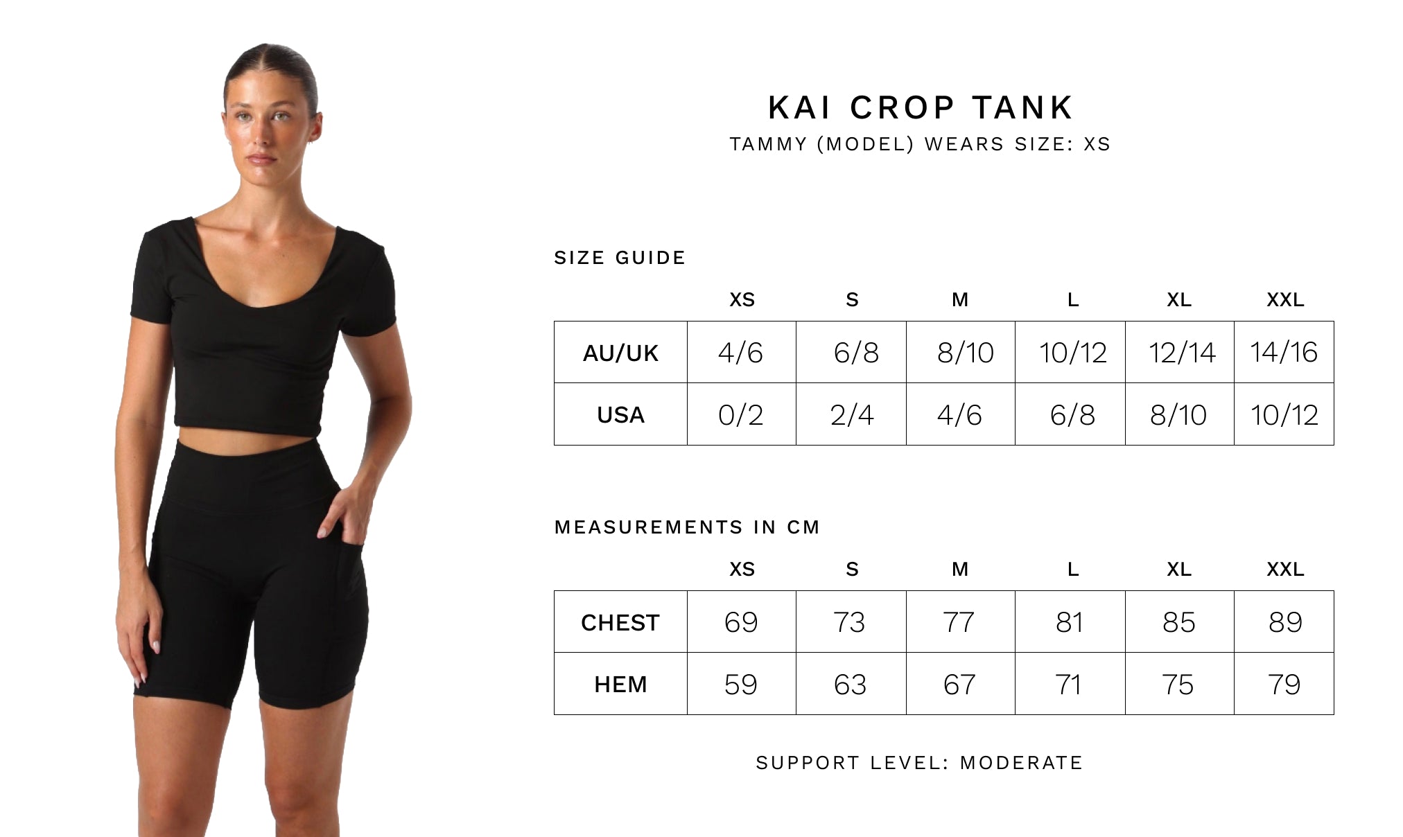KAI CROP TANK - Size Guide