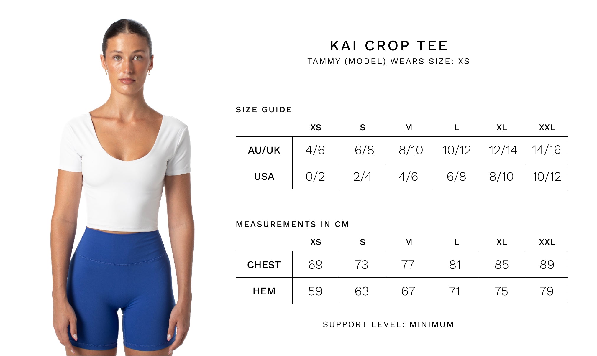 KAI CROP TEE - Size Guide
