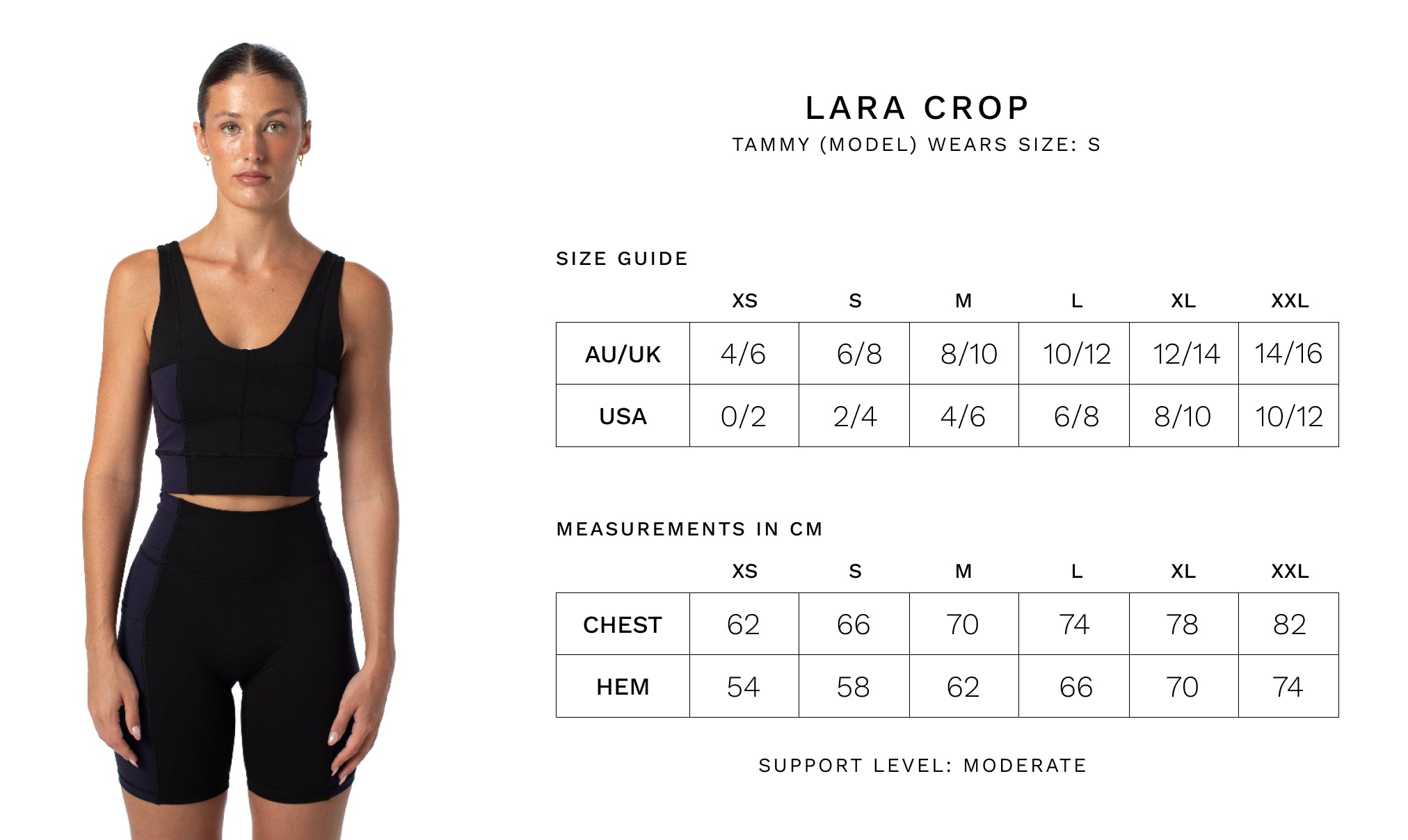 LARA CROP - Size Guide