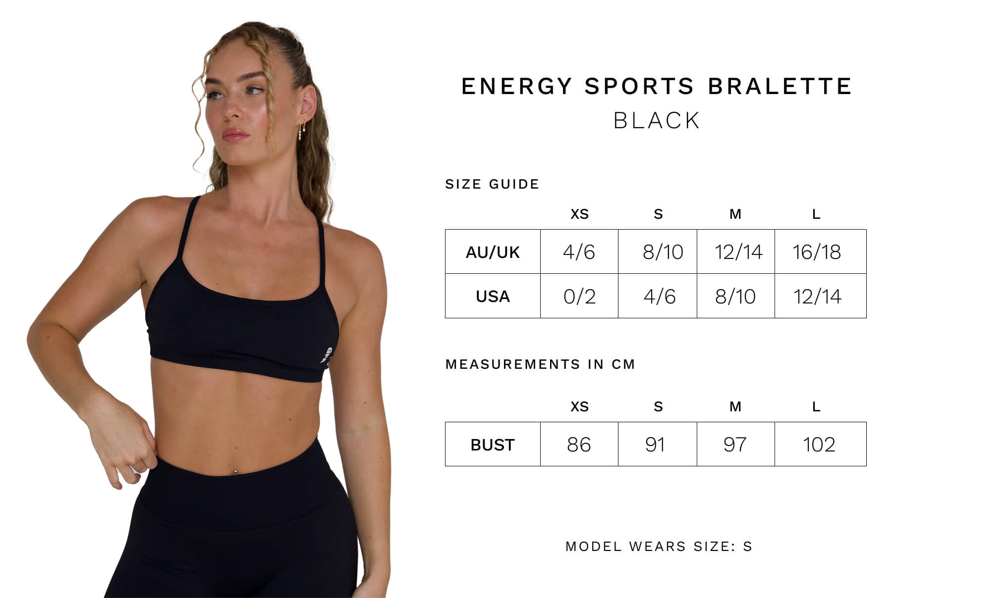 ENERGY SPORTS BRALETTE - BLACK