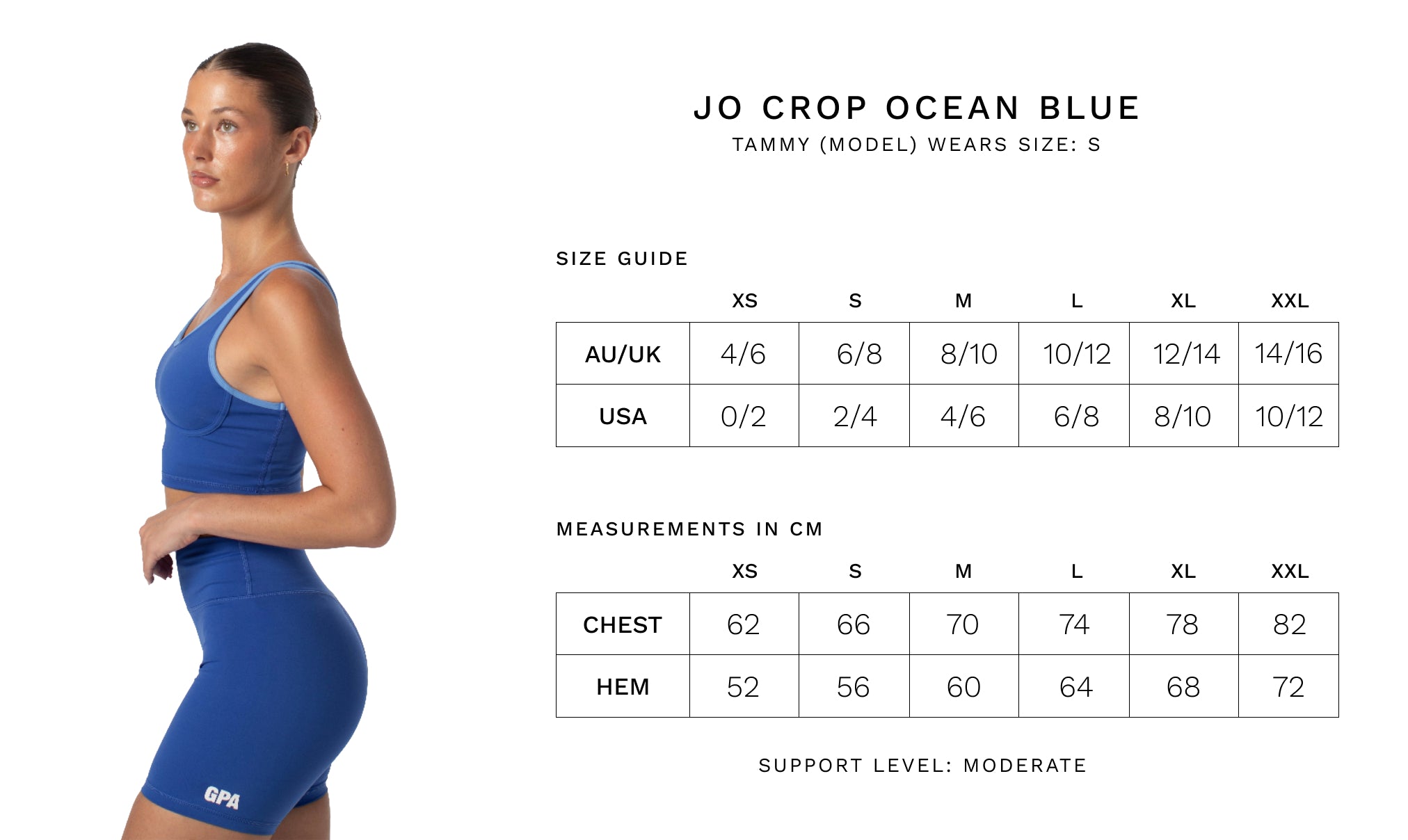 JO CROP - Size Guide