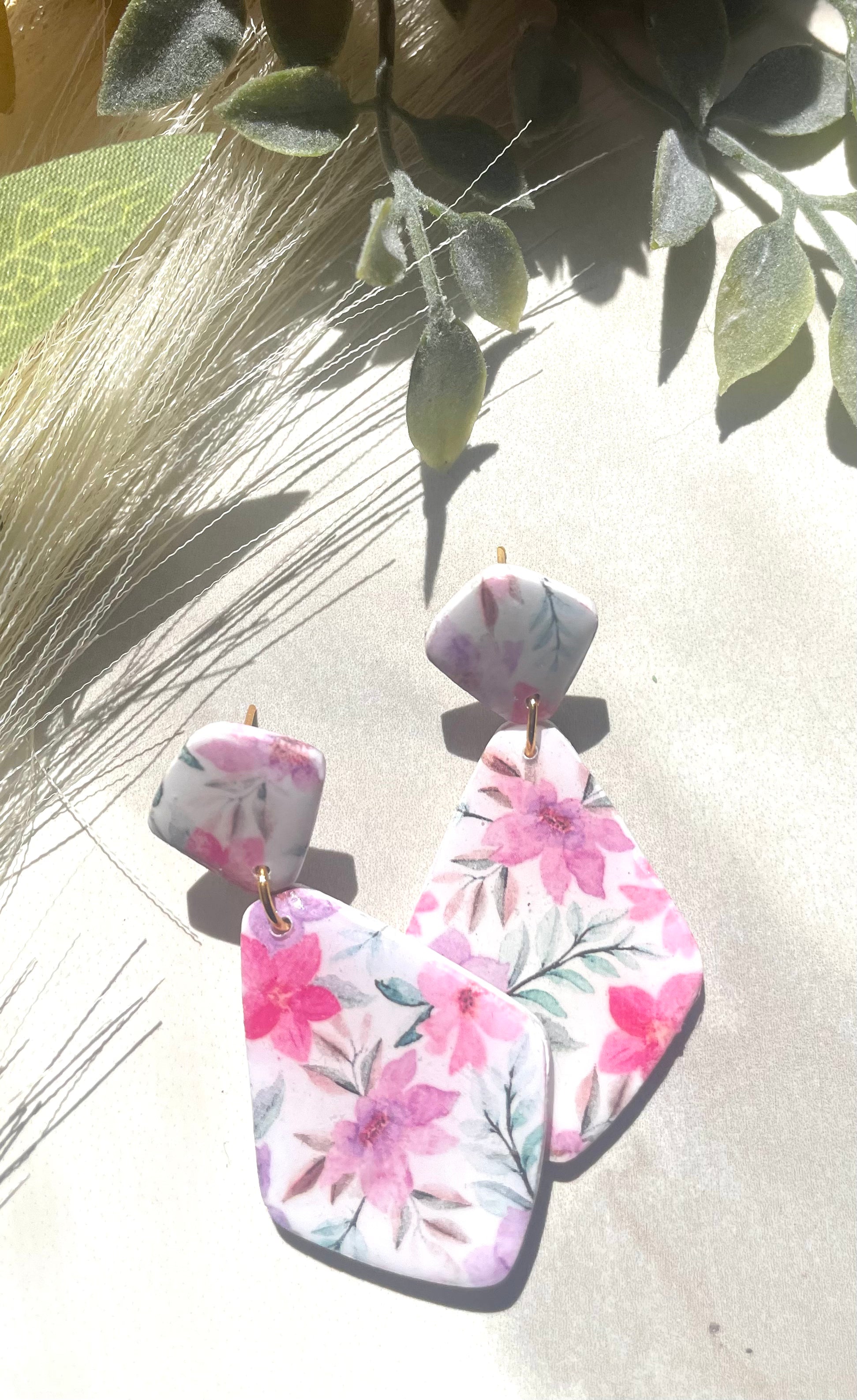 Pink Flowers Dangles