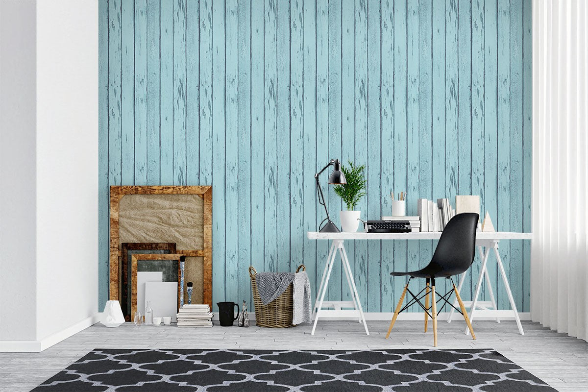 Wooden Wall Texture Wood Blue Wallpaper Mural - Decorsmarket – DecorsMarket