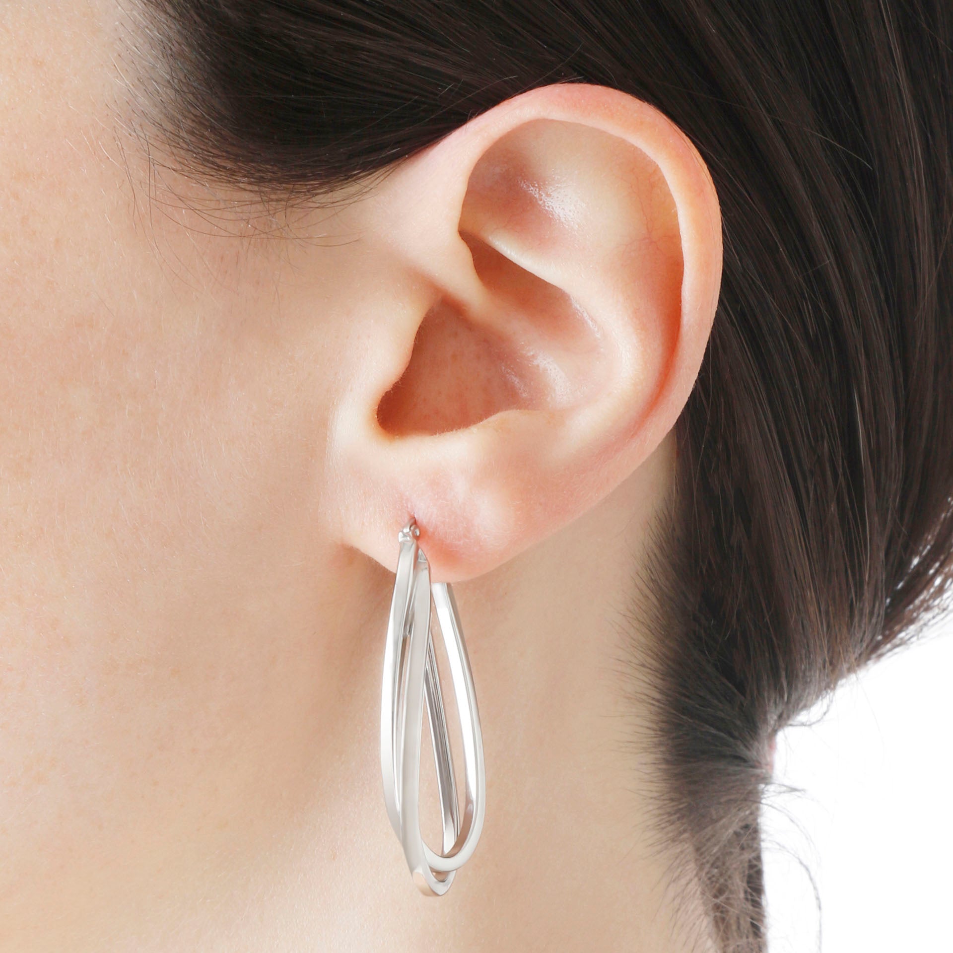 Statement Polished Hoop Earrings in Sterling Silver (3 x 67 mm)