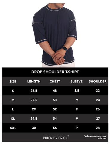 Drop Shoulder T Shirts - Half-sleeve, Relaxed Fit  Athleisure Wear For Men  - Brick By Brick– Brick By Brick.