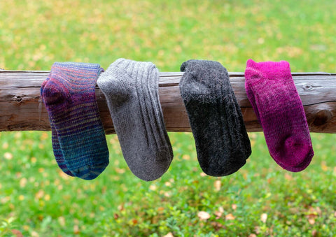 Wool socks drying outside