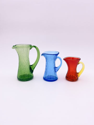 Set of 2 Small Crackle Glass Pitchers – Objects Inanimate