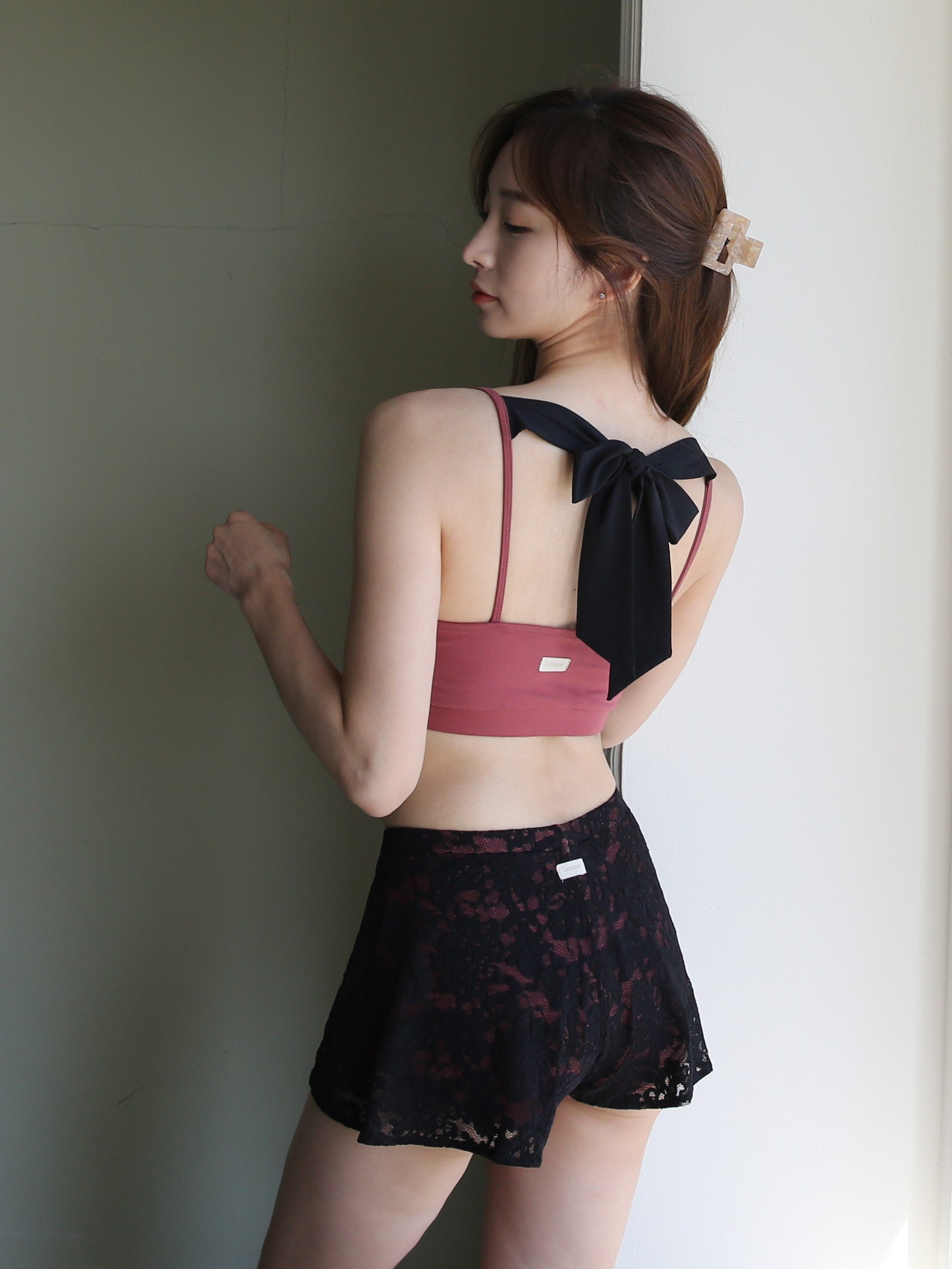 The Back Ribbon Set (Deep Rose)