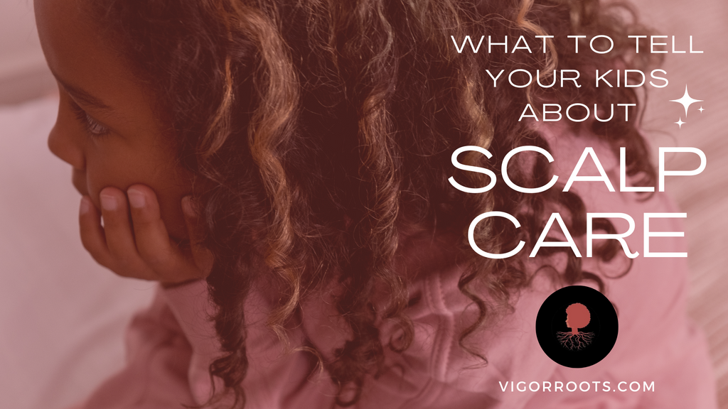A little girl shows off her gorgeous curls in the header image for the What To Tell Your Kids About Scalp Care Blog post.