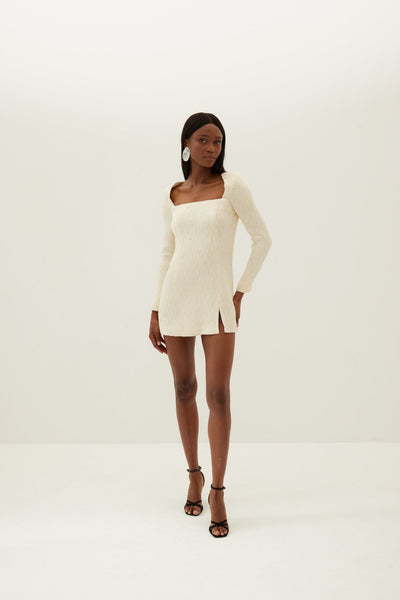 Mya Cream Satin Mini Dress