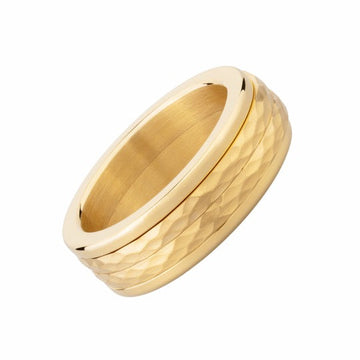 Textured Moon & Stars Spinning Anxiety Ring Gold - Selfawear®