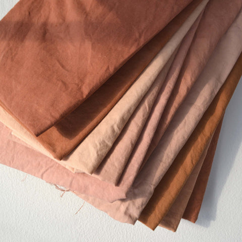 naturally dyed fabrics in a warm colorway