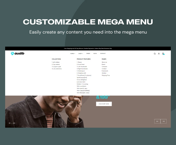 Customizable Mega Menu