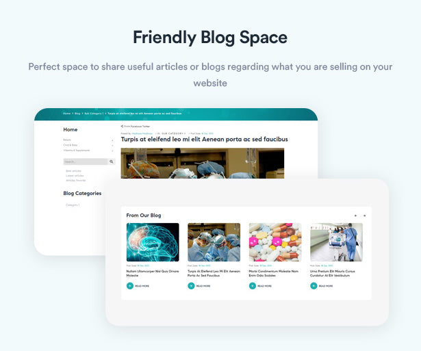 Friendly Blog Space Perfect space to share useful articles or blogs regarding what you are selling on your website